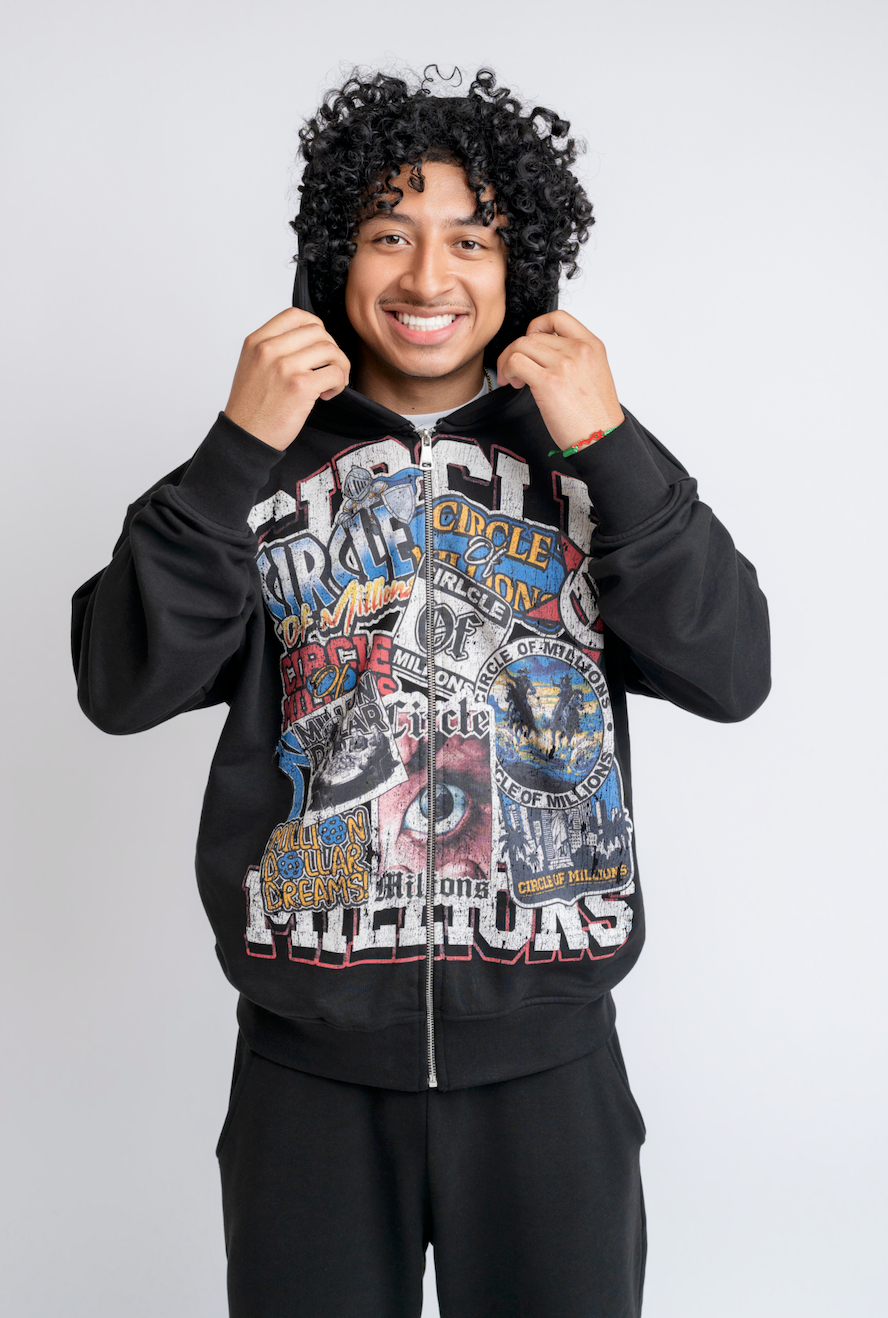 Passport Stamps Zip-Up Hoodie