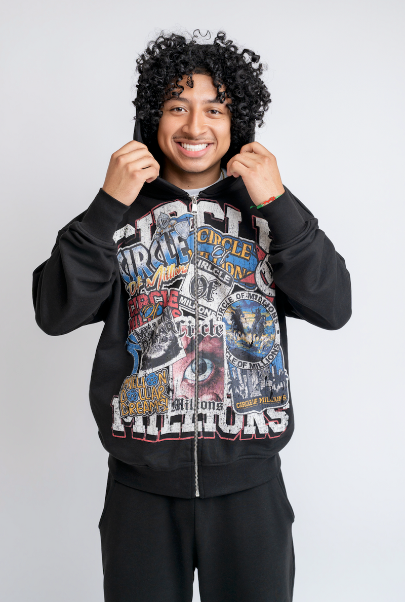 Passport Stamps Zip-Up Hoodie