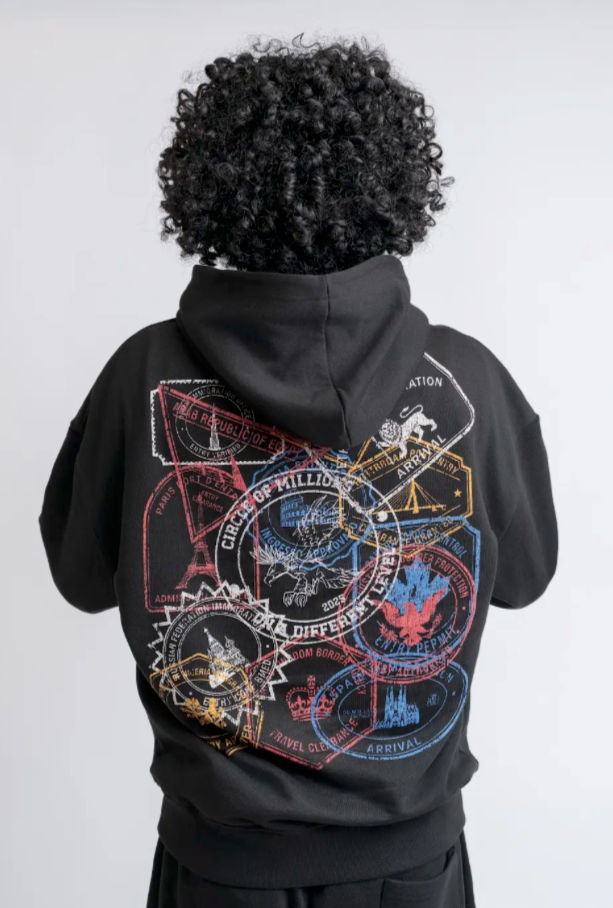 Passport Stamps Zip-Up Hoodie